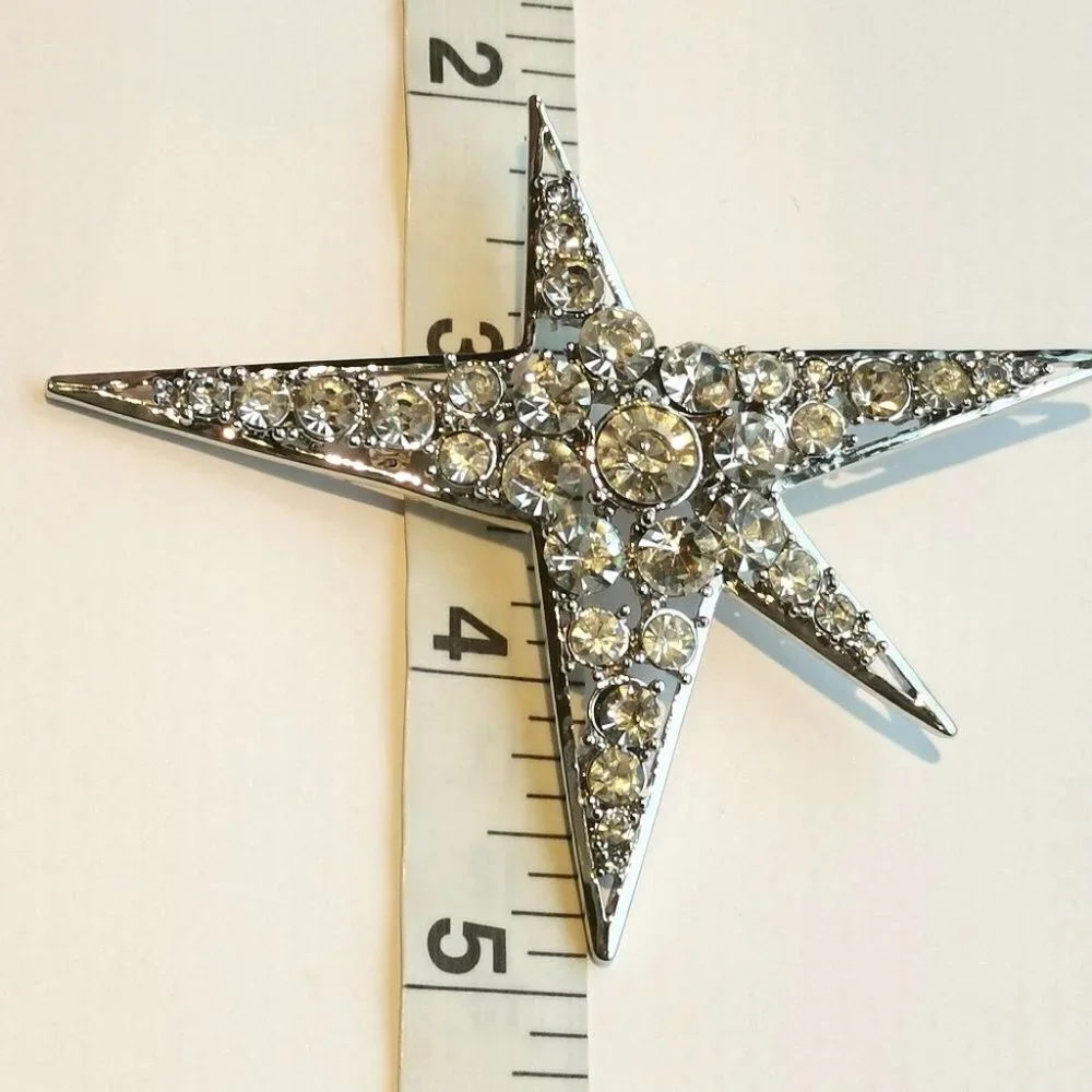 NWT Large crystal modernist star brooch pin